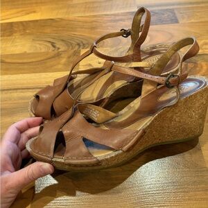 Clark’s‎ artisan collection brown leather strappy fisherman wedge sandal size 11